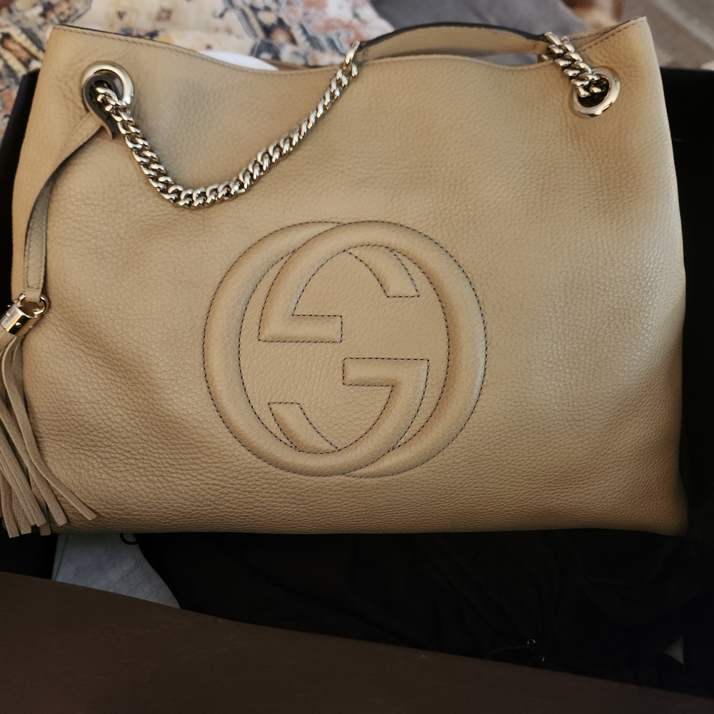 Gucci Tan Leather Shoulder Bag (Authentic)